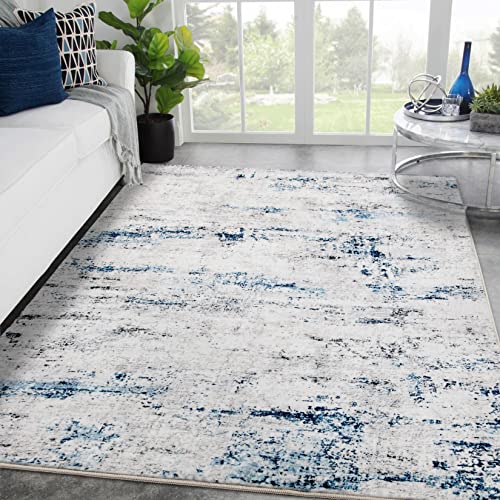 Modern Abstract Area Rug: 3x5 Soft Indoor Carpet with Non Slip Rubber Backing