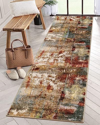 Modern Abstract Runner Rug - Red Hallway Runner Rugs