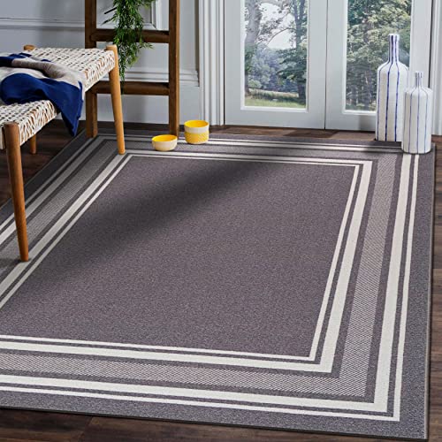 Modern Bordered 5X7 Area Rug