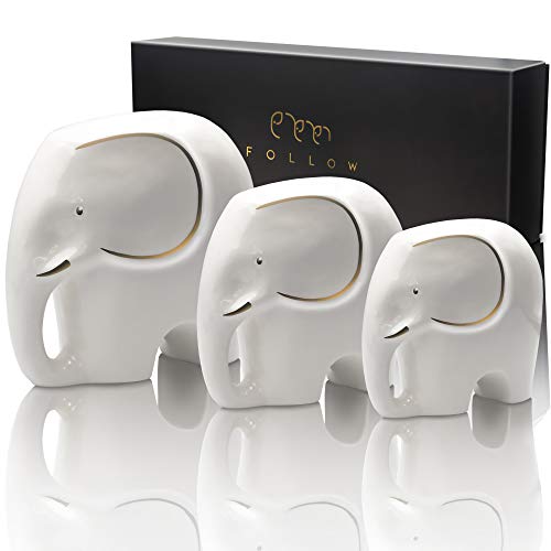 Modern Ceramic Elephant Figurines - Decor for Luck and Prosperity
