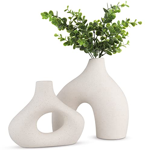 Modern Ceramic Vases - Minimalist Home Decor (Set of 2)