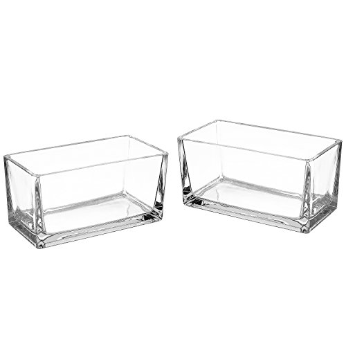 Modern Clear Glass Rectangle Vase, Set of 2