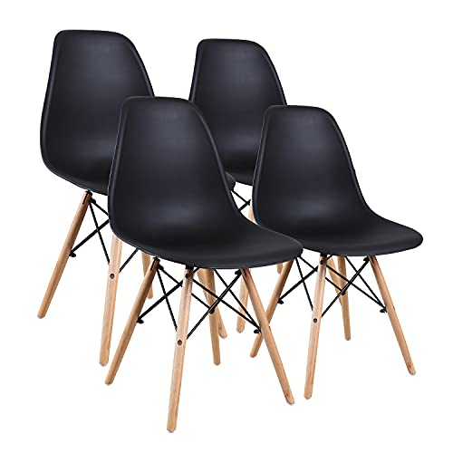 Modern Dining Chair Set with Wood Legs