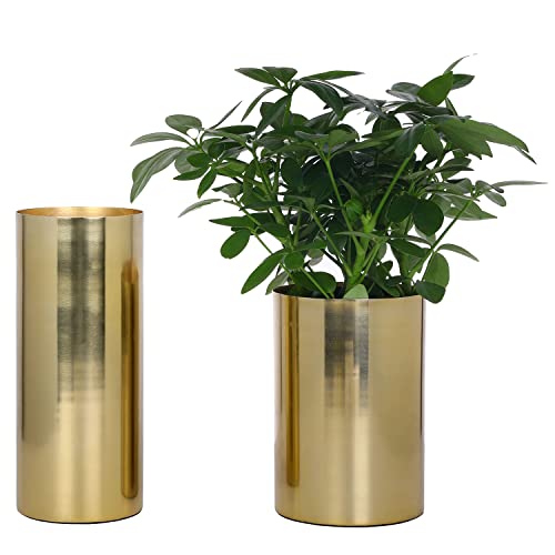 Modern Metallic Brass Tone Metal Vase