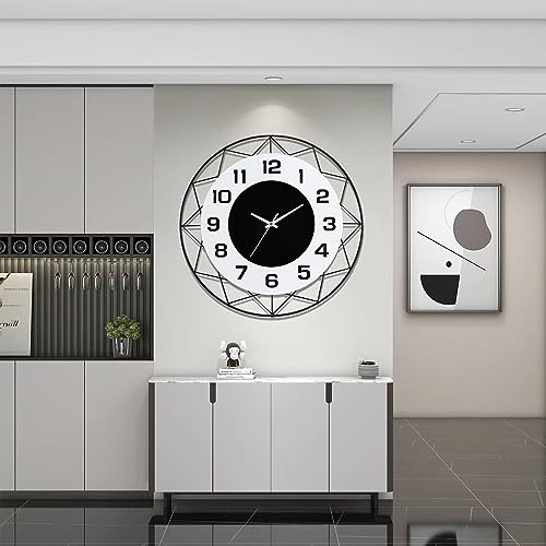 Modern Round Silent Black Metal Wall Clock