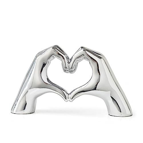 Modern Silver Love Finger Gesture Statue