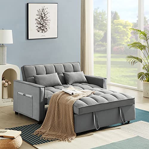 Modern Velvet Convertible Sleeper Sofa Bed