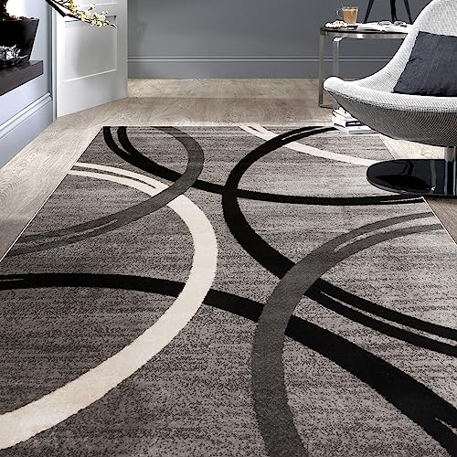 Modern Wavy Circles Design Area Rug