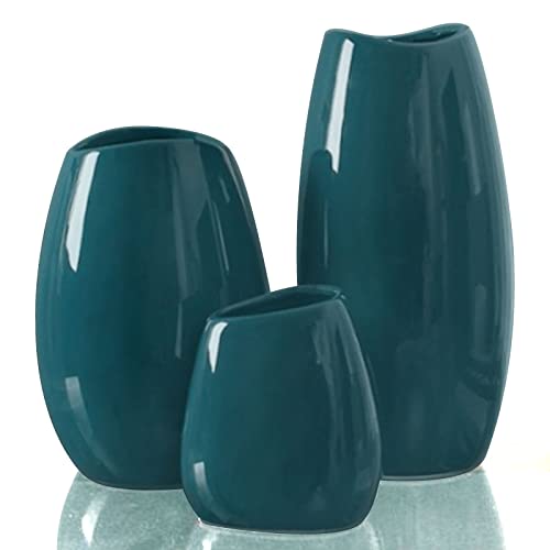 Modern White Ceramic Vase Set of 3 for Home Decor