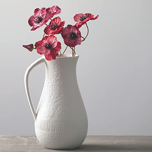 Modern White Vase with Handle for Home Decor