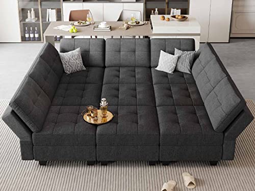 Modular Sectional Sleeper Sofa Couch with Storage - Dark Grey