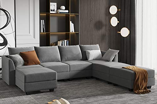 Modular Sectional Sofa with Storage Seat - Grey