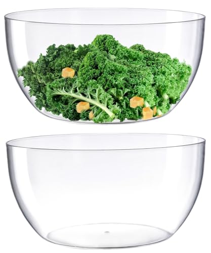 Moflekja Large Salad Bowl, Circular Shaped In Premium Acrylic Break Resistant Clear, 146 Ounce 2 Count
