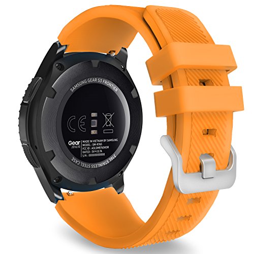MoKo Band Compatible with Samsung Galaxy Watch 3 45mm/Gear S3 Frontier/Classic/Galaxy Watch 46mm/Huawei Watch GT2 Pro/GT 46mm/GT2 46mm/Ticwatch Pro 3, Silicone Strap Fit 22mm Band, ORANGE