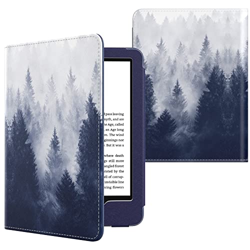 MoKo Case Fits 6" Kindle Paperwhite (10th Generation 2018 and All Paperwhite Generations Prior to 2018), Slim PU Leather Stand Smart Cover Shell with Hand Strap for Kindle Paperwhite, Gray Forest