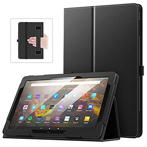 MoKo Case Fits All-New Amazon Kindle Fire HD 10 & 10 Plus Tablet (11th Generation, 2021 Release) 10.1" - Slim Folding Stand Cover with Auto Wake/Sleep, Black