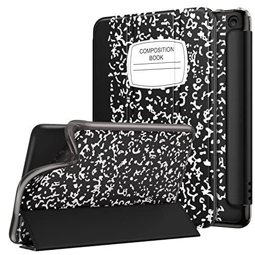 MoKo Case Fits Amazon All-New Kindle Fire 7 Tablet (2022 Release-12th Generation) Latest Model 7", Soft TPU Translucent Frosted Back Cover Multi-Angle Smart Shell, Auto Wake/Sleep, Notebook Black
