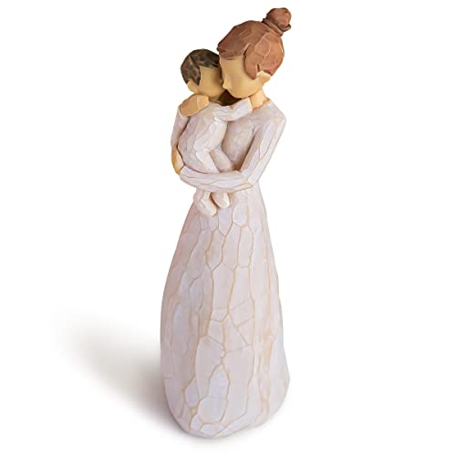 Mom and Baby Figurine Statue Gift, Sculpted Hand-Painted Mother Son Daughter Figure Birthday for Mom