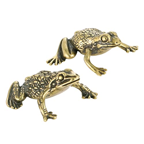 Money Toad Statue Brass Frog Figurine Antique Toad Ornament Chinese Feng Shui Decoration for Attract Wealth Fortune Lucky