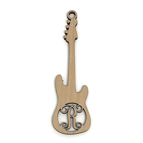 Monogram Bass Guitar Wood Christmas Ornament - Personalized Bass Guitar Ornament - Gift for Bassist - Gift for Bass Guitar Player