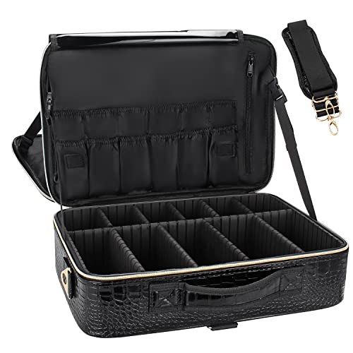 MONSTINA Makeup Case: Large Cosmetic Organizer with Adjustable Dividers