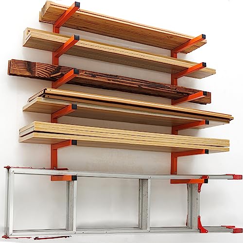 MOOMSINE Lumber Storage Rack Wall Mount - Heavy Duty Metal Wood Organizer