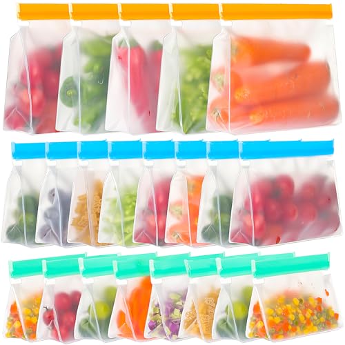 Moretoes 21 Pack Reusable Silicone Food Storage Bags Stand Up