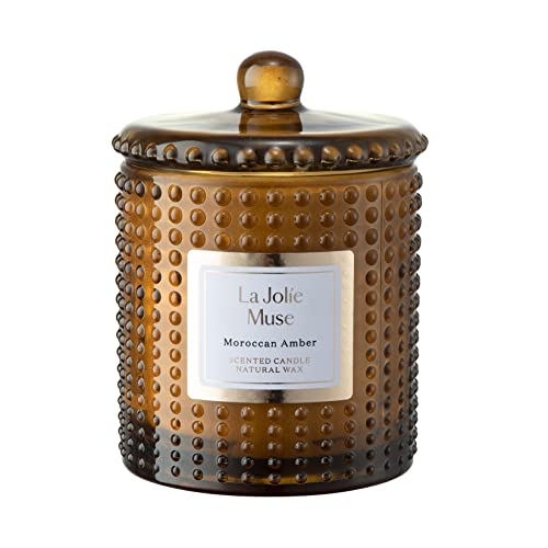 Moroccan Amber Scented Candles - Luxury Glass Jar, Natural Soy, 10 oz