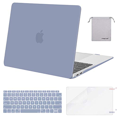 MOSISO Compatible with MacBook Air 13 inch Case 2022, 2021-2018 Release A2337 M1 A2179 A1932 Retina Display Touch ID, Plastic Hard Shell&Keyboard Cover&Screen Protector&Storage Bag, Lavender Gray