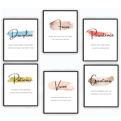 Motivational Wall Art - Inspirational Quotes & Sayings - Set of 6 Prints