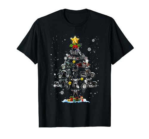 Motorcycle Christmas Tree Tee Xmas Ornament Decoration T-Shirt