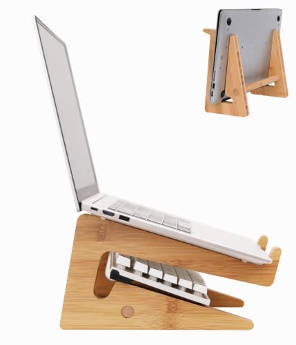 MOYUART Wooden Vertical Laptop Stand for Desk