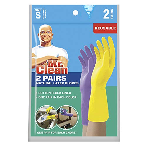 Mr. Clean Small Latex Gloves, 2 Color, 2 Pairs