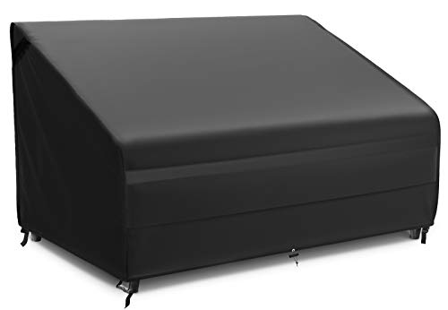 MR. COVER 2-Seater Outdoor Loveseat Cover Waterproof, 60-Inch Patio Sofa Cover for Patio Furniture, Large Air Vents, UV-Resistant & Heavy Duty Material, Classic Black