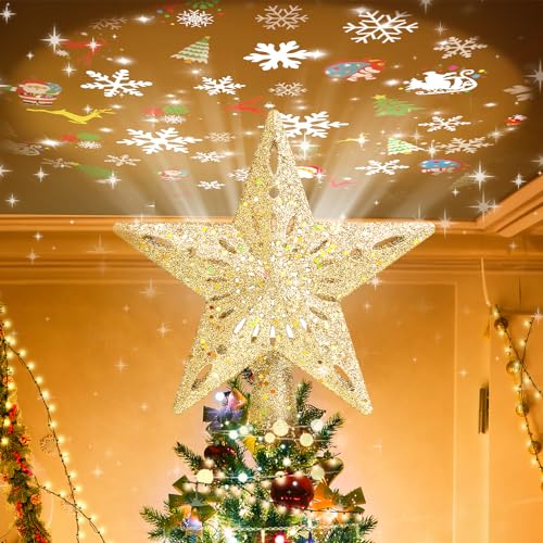 Mrrihand Christmas Tree Topper with 6 Projection Modes