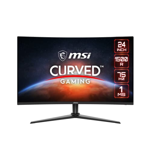 MSI G243CV, 24" Gaming Monitor, 1920 x 1080 (FHD), VA, 75Hz, FreeSync, VGA Port HDMI, Tilt, Black