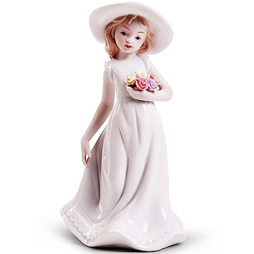 MTME Porcelain Figurines Little Girl with Flowers