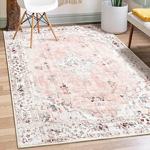 MUJOO Pink Boho Area Rug