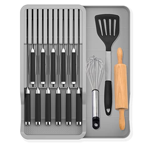 Mulikeer Knife Holder with Expandable Cutlery Tray