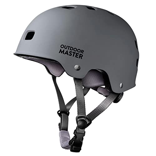 Multi-Sport OutdoorMaster Skateboard Cycling Helmet - Removable Liners - Grey