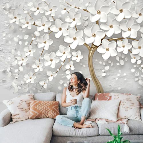 Muravie 3D Gold Tree Floral Wall Mural