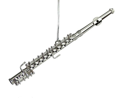 Music Treasures Co. Silver Flute Christmas Ornament