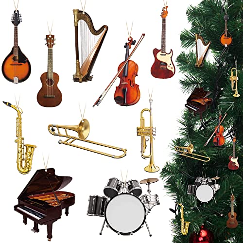 Musical Instrument Wooden Ornaments for Christmas Decor