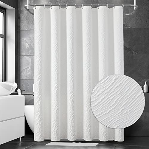 Muuyi 3D Embossing White Shower Curtain