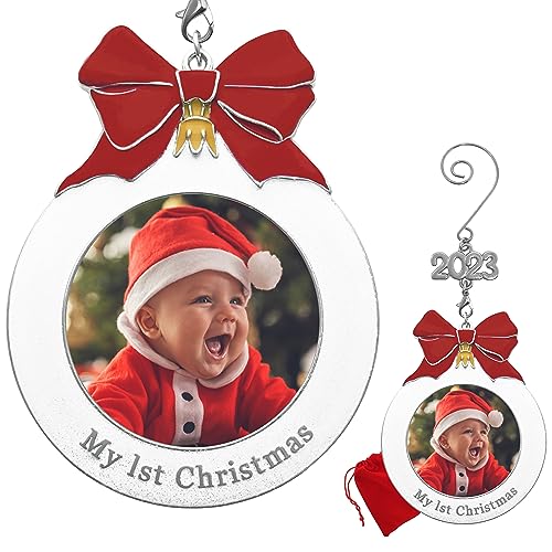 My First Christmas Picture Ornament - Baby's 1st Xmas Dated 2023 Charm