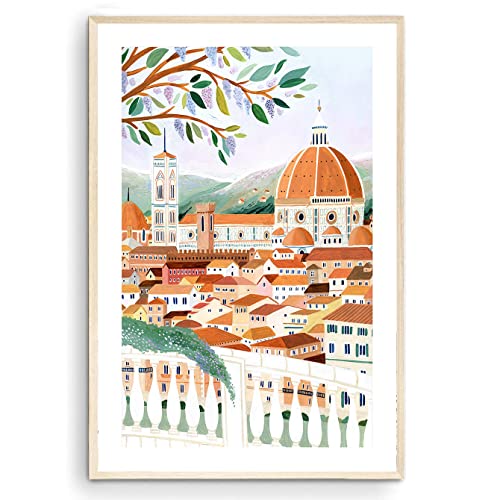 Nationcog Florence Art Print, Santa Maria Del Fiore Cathedral, Italy Wall Art, Travel Gift, Travel Poster, Europe Print, Tuscany Print, Housewarming (Unframed) (11x14)