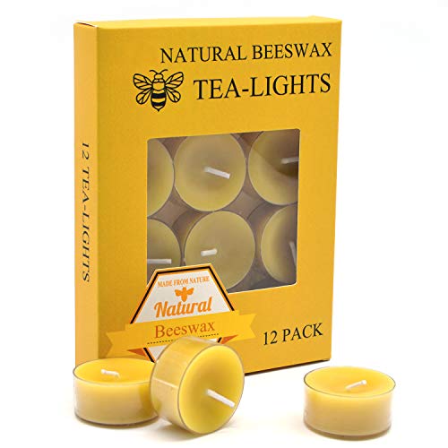 Natural Beeswax Tealight Candles - 12pcs