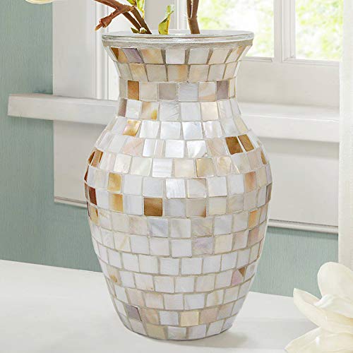 Natural Shell Glass Vase, Handmade Mosaic Vase for Home Decor and Events