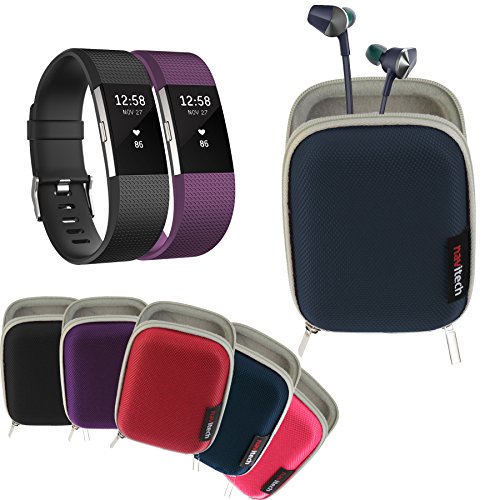 Navitech Blue Hard Carry/Storage Case for Fitbit Charge 2 and Flyer Wireless Headphones