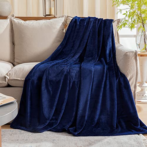 Navy Blue Fleece Plush Throw Blanket
